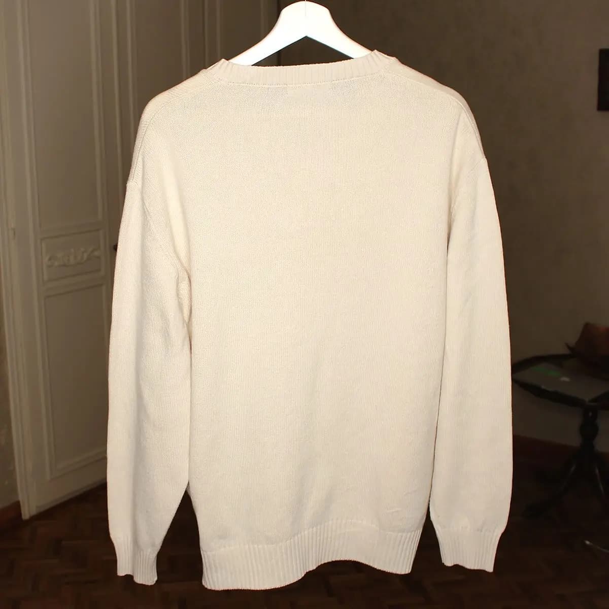 Burberry Vintage Beige Merino Wool V Neck Sweater, view 3 of 7