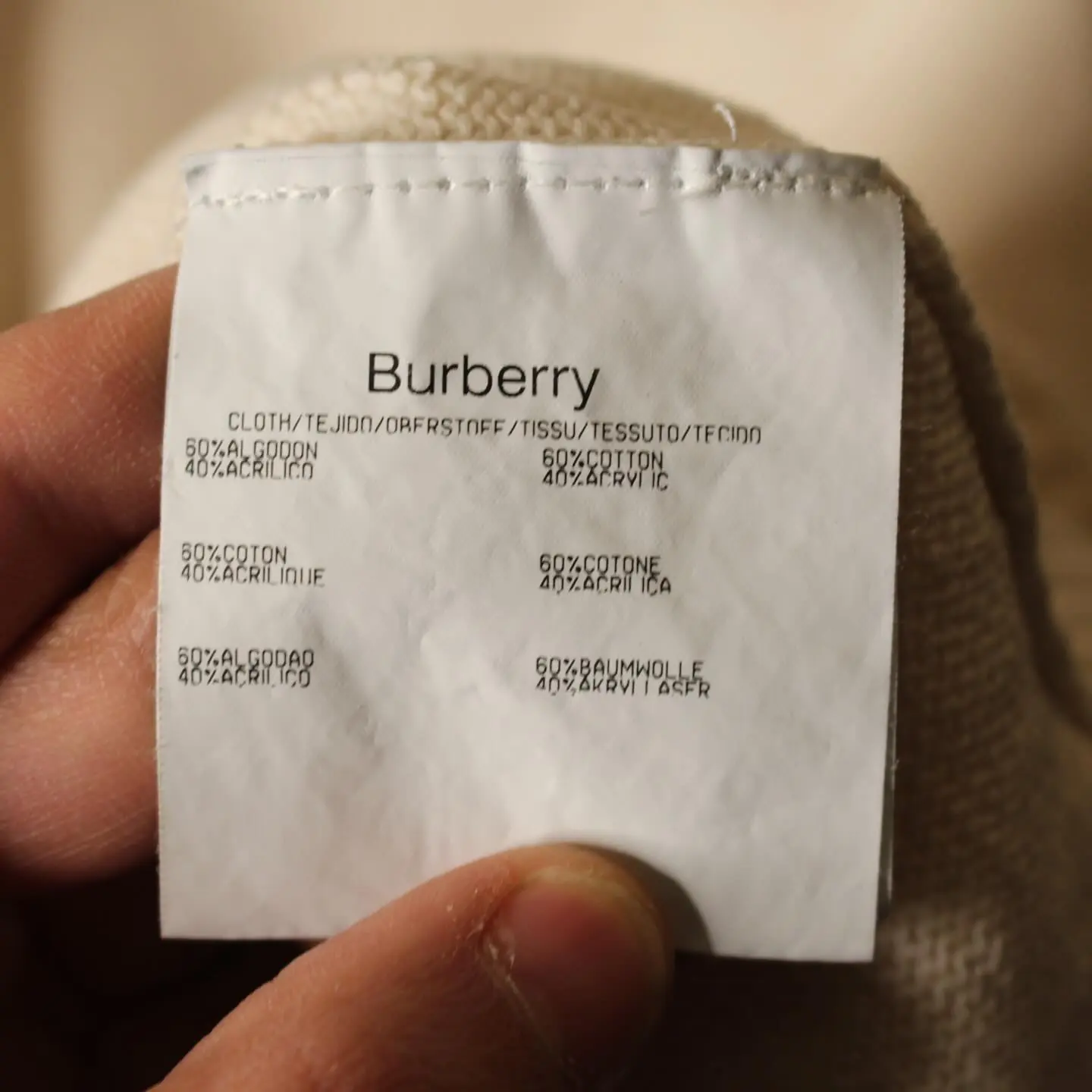 Burberry Vintage Beige Merino Wool V Neck Sweater, view 4 of 7