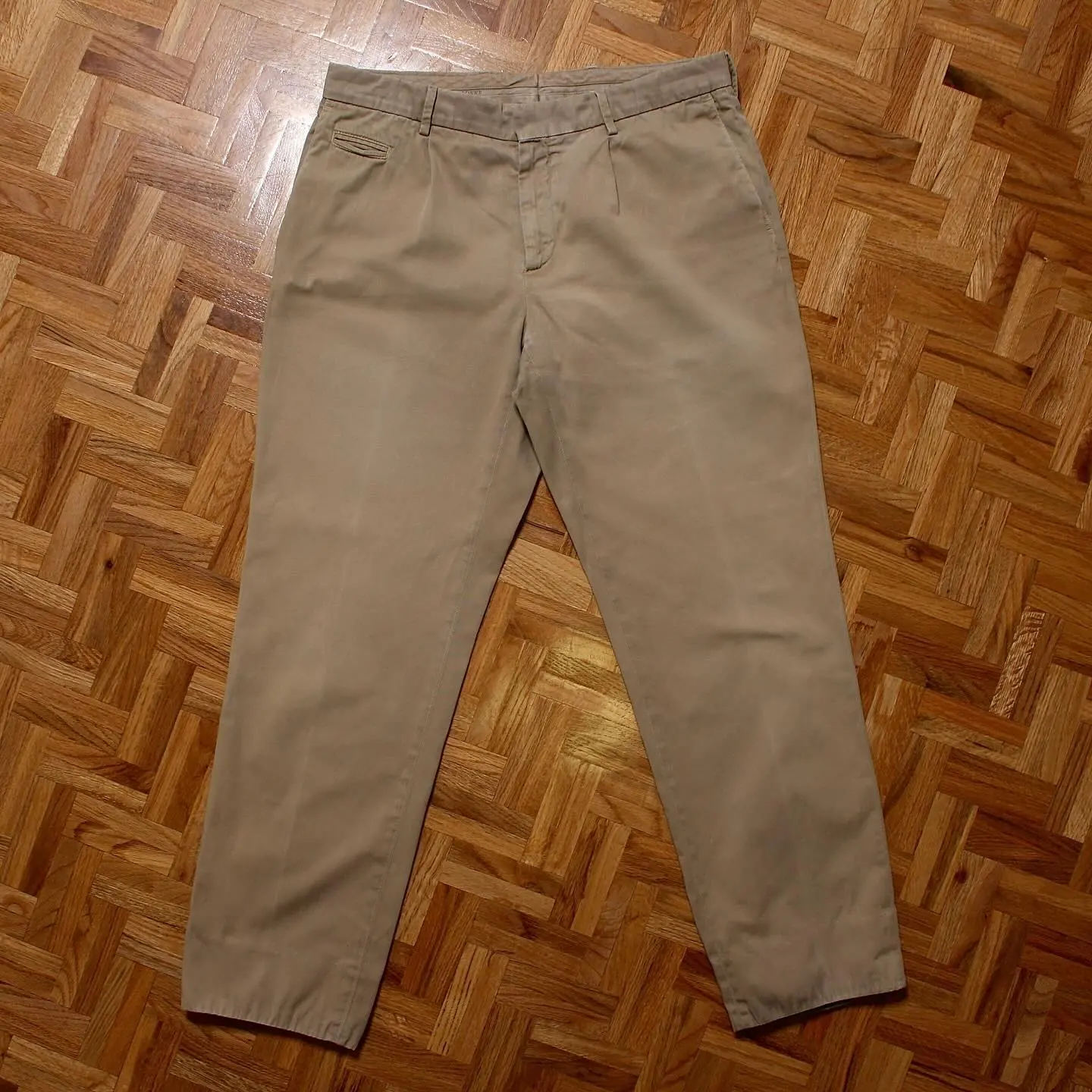 Vintage Loewe Pleated Cotton Tan Pants, view 2 of 4