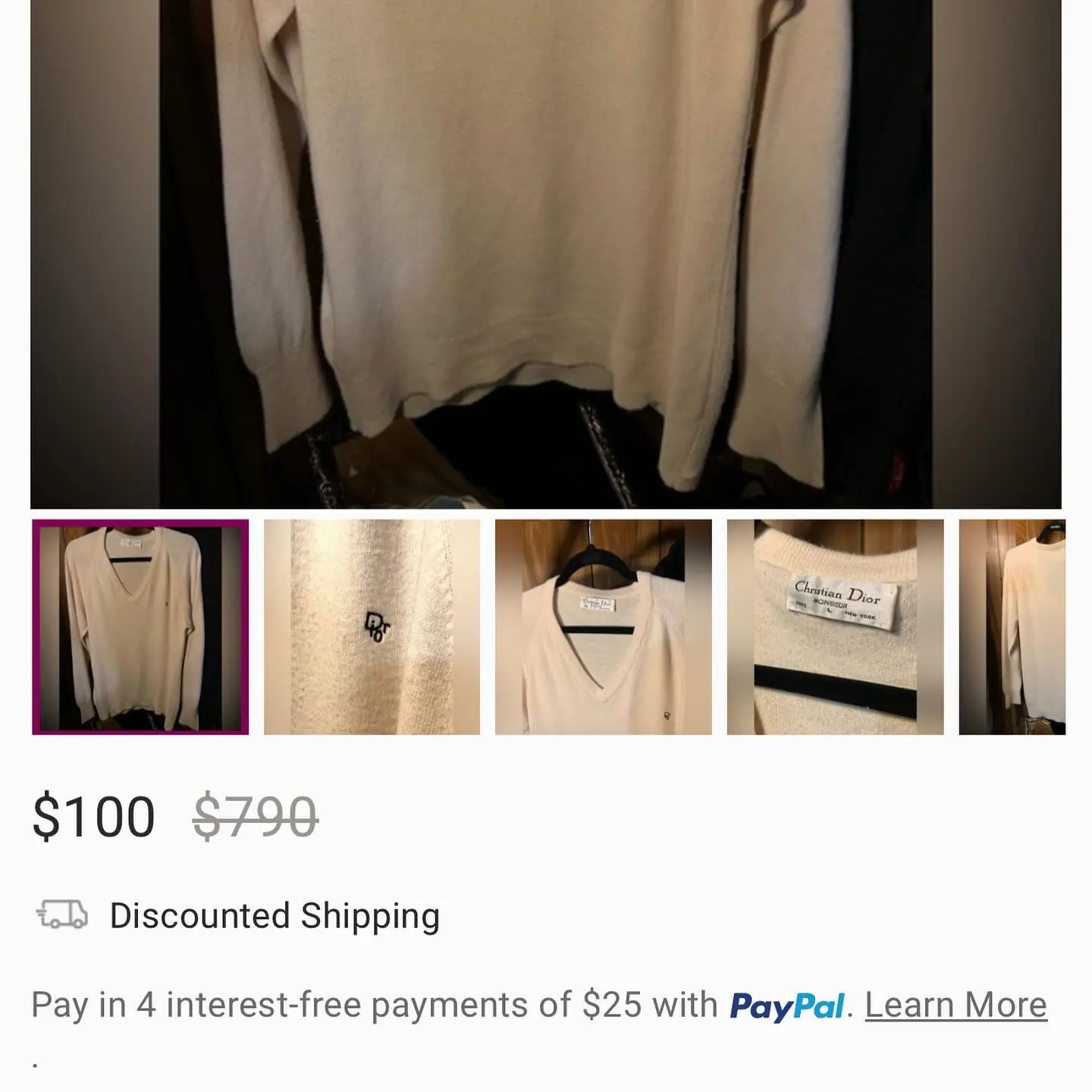 Vintage (almost 60 year old) Christian Dior Monsieur Sweatshirt, view 6 of 6
