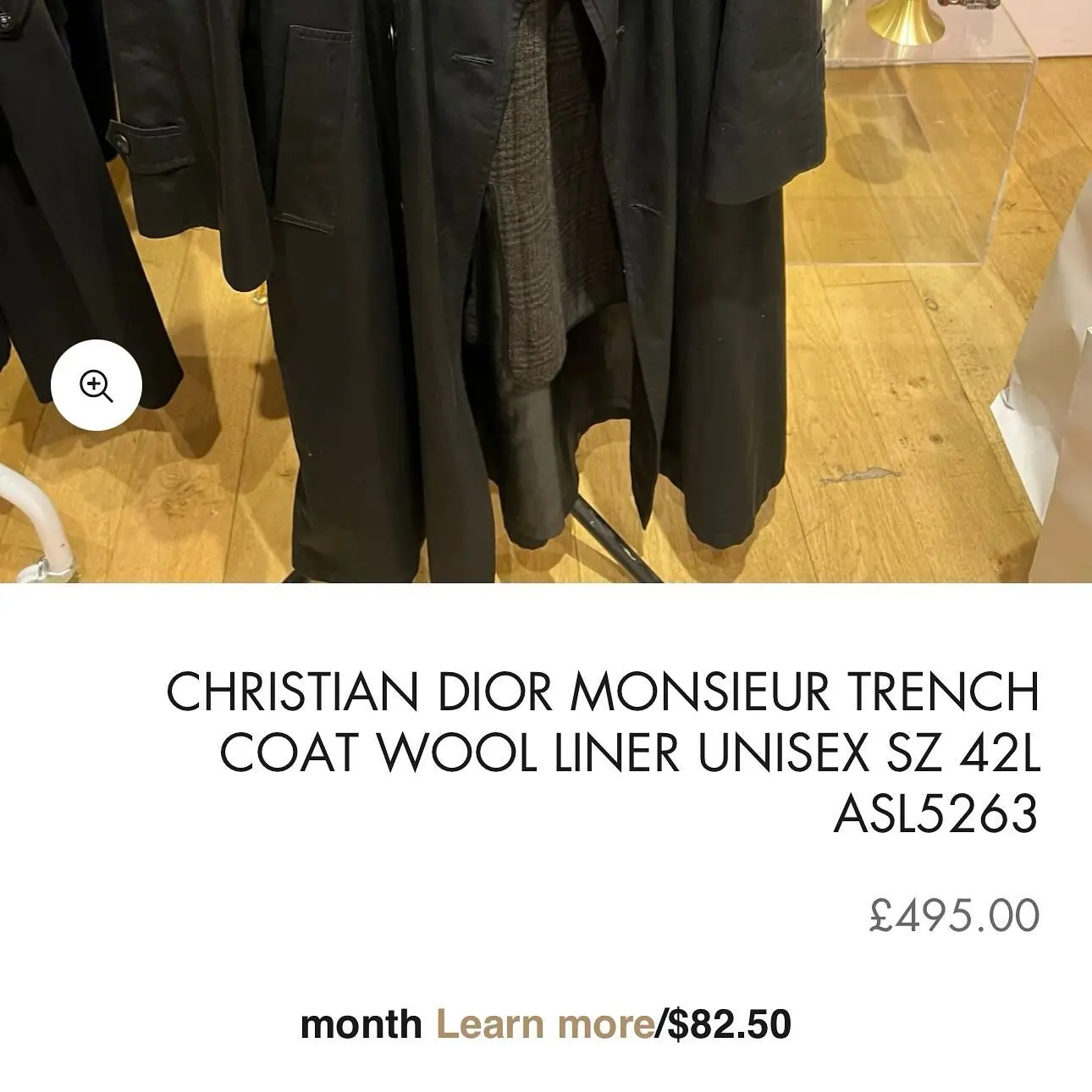 Vintage Christian Dior Monsieur Trench Coat with detachable Wool Lining, view 7 of 7