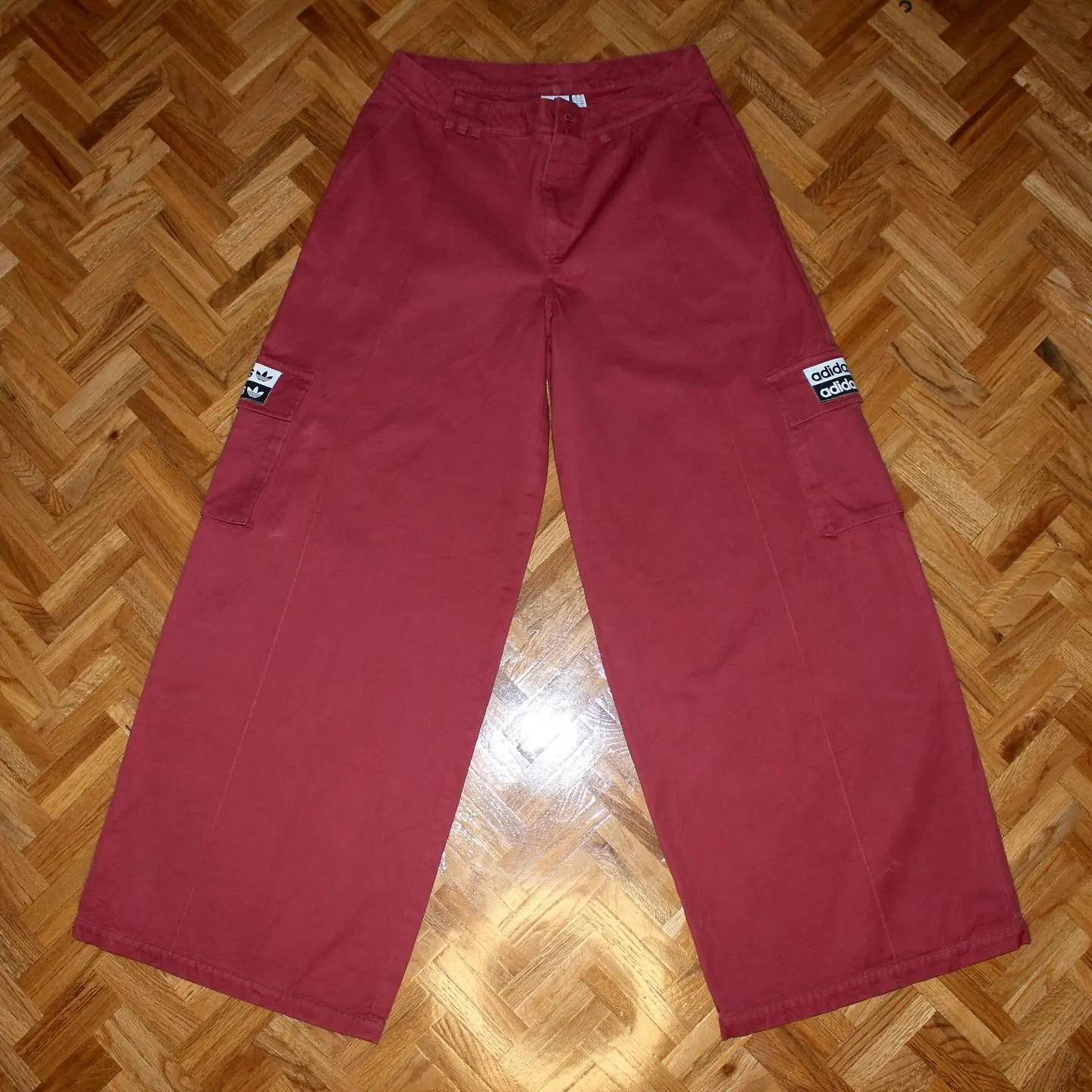 Adidas Originals Track Pants Mystery Red Burgundy Wide Parachute Loose Fit, view 2 of 4