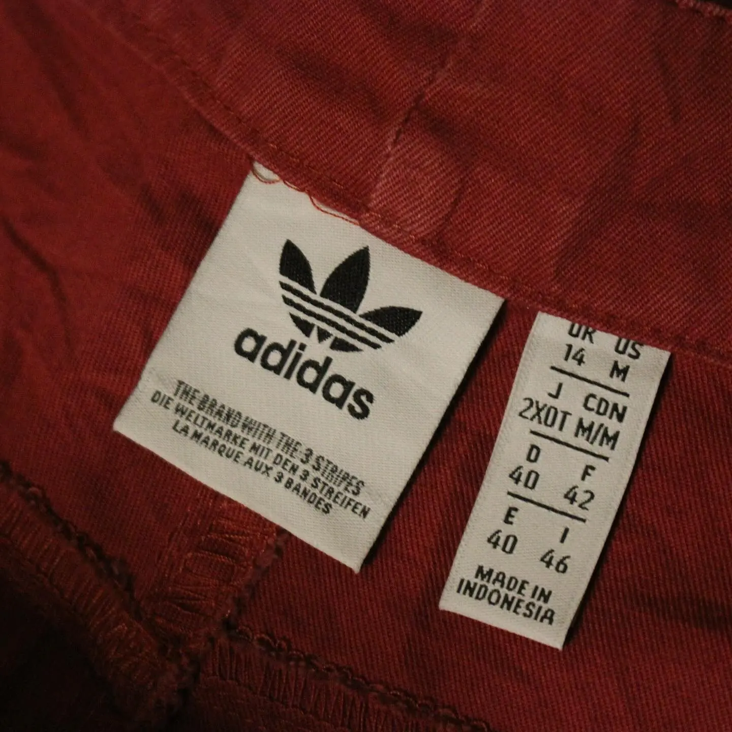 Adidas Originals Track Pants Mystery Red Burgundy Wide Parachute Loose Fit, view 3 of 4