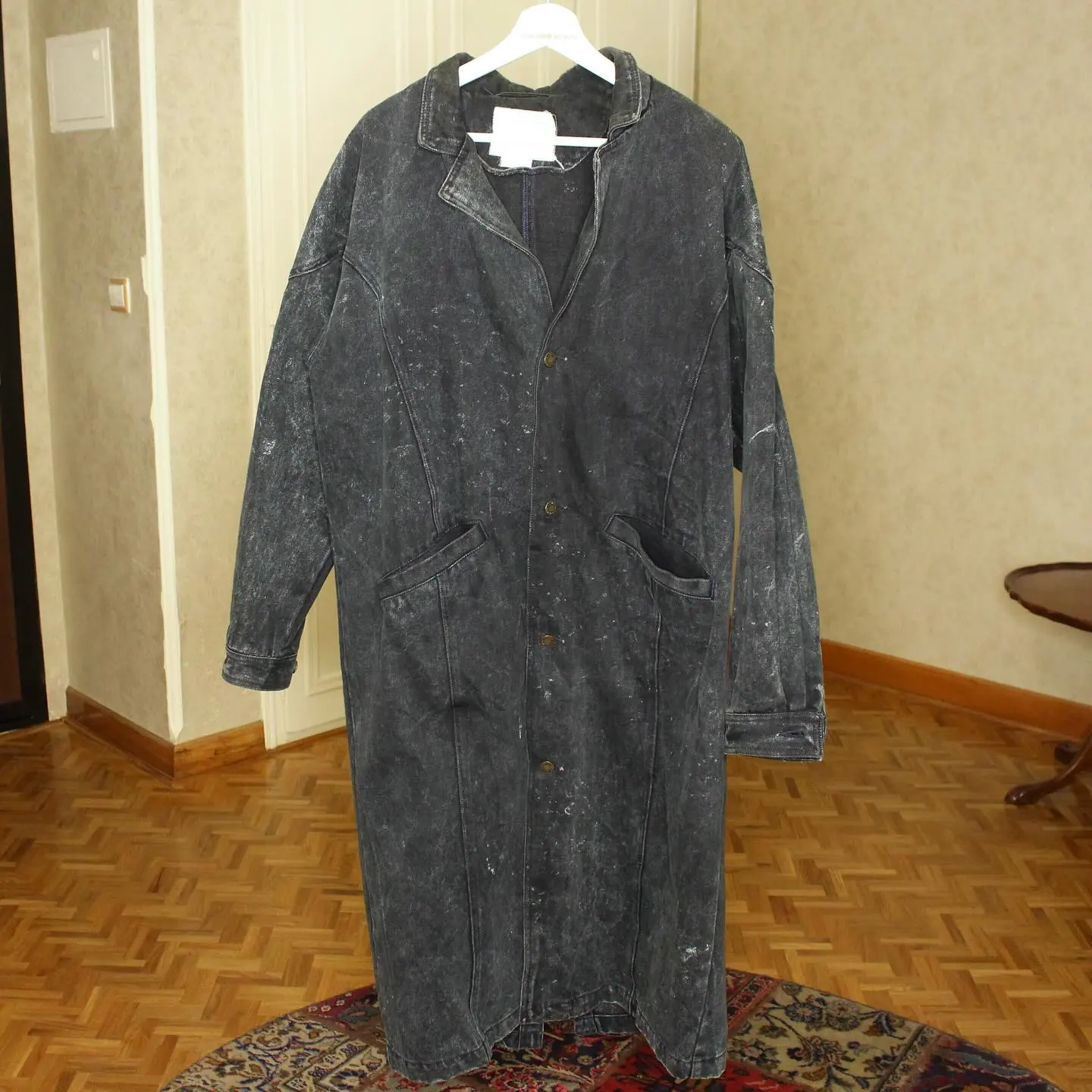 Vintage Blue Zone Denim Trench Coat Jacket, view 1 of 5