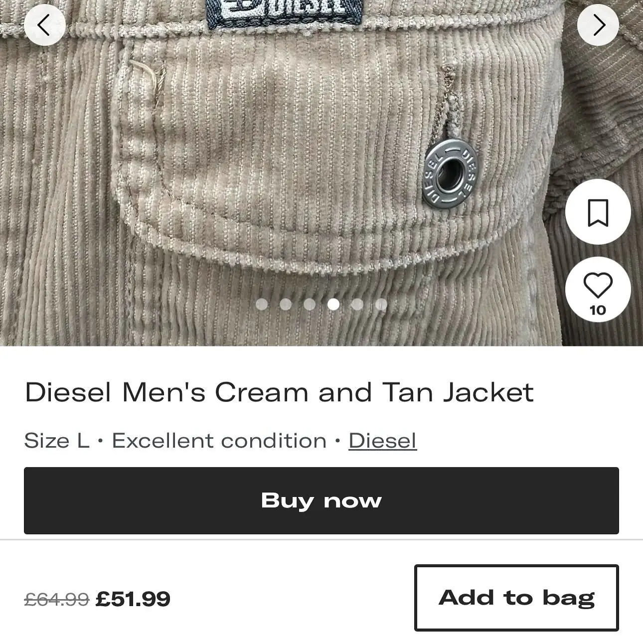 Vintage Diesel Workwear Corduroy Cropped Jacket, view 9 of 9