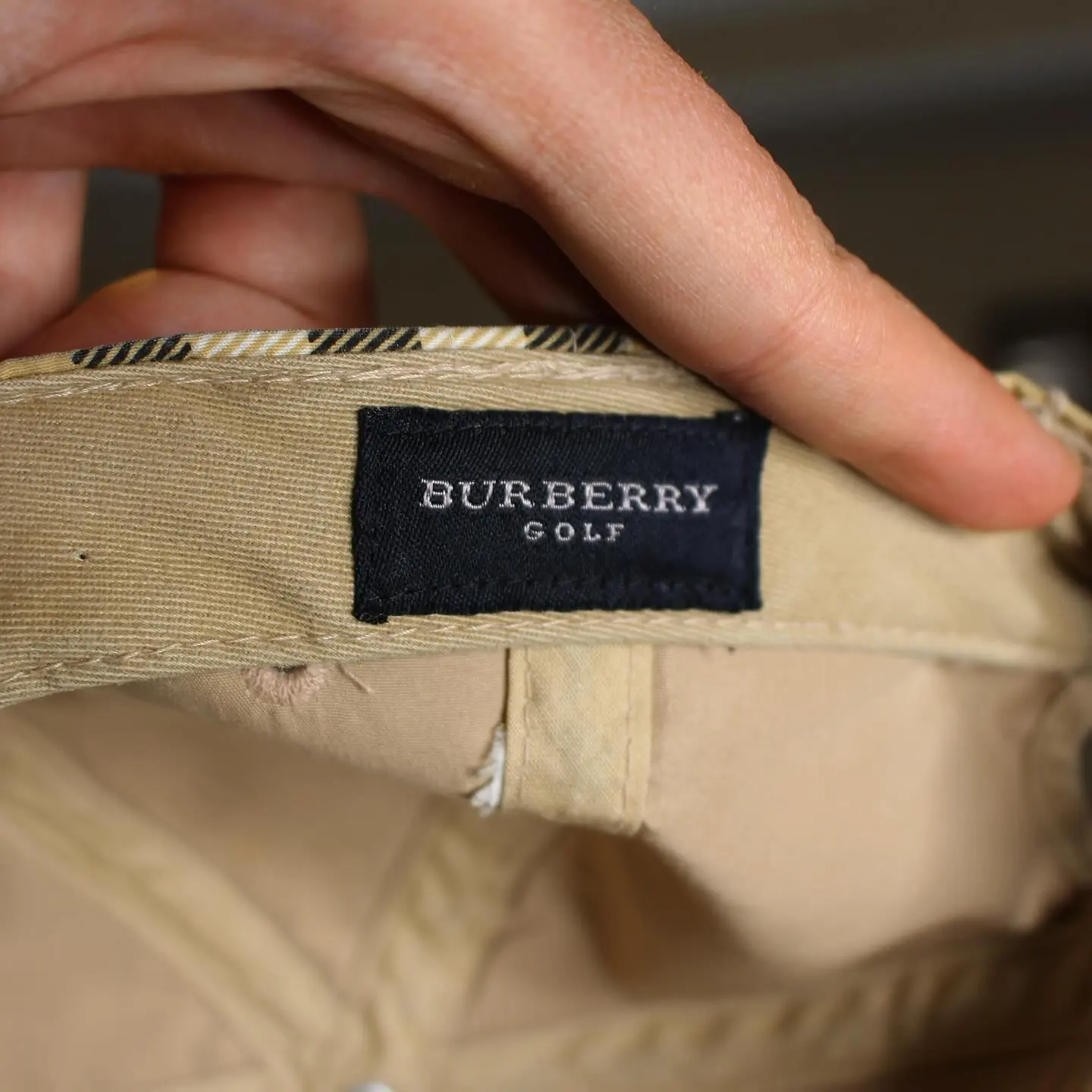 VINTAGE BURBERRY GOLF HAT - BEIGE NOVA CHECK, view 3 of 4