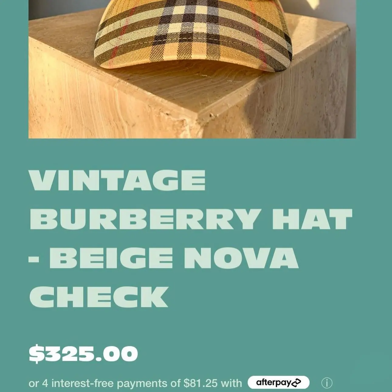 VINTAGE BURBERRY GOLF HAT - BEIGE NOVA CHECK, view 4 of 4
