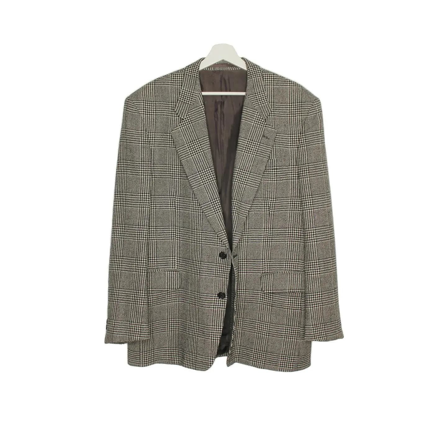 Vintage ‘Yves Saint Laurent’ Men’s 1990’s Wool Glen Plaid Blazer, view 1 of 5